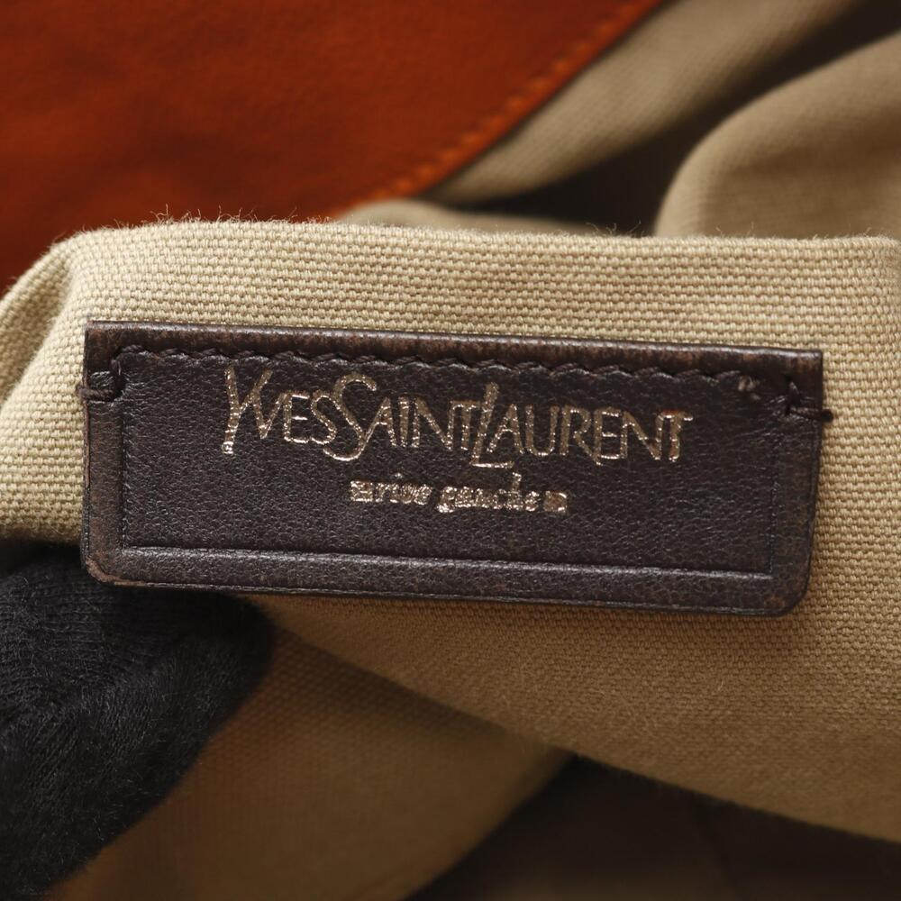 SAINT LAURENT Yves Rive Gauche Downtown Bag leather raffia yellow brown - Picture 4 of 8